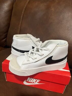 Nike Kids White and Black High-Top Sneakers